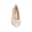 Woman's pump shoe in beige and nude leather heel 5 - Available sizes:  42, 43, 44