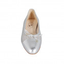 Escarpin pour femmes avec noeud en cuir et cuir perforé lamé argent talon 2 - Pointures disponibles:  33, 42