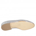 Escarpin pour femmes avec noeud en cuir et cuir perforé lamé argent talon 2 - Pointures disponibles:  33, 42