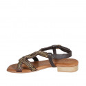 Sandale pour femmes en cuir marron avec strass et talon 2 - Pointures disponibles:  42