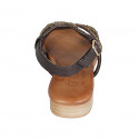 Sandale pour femmes en cuir marron avec strass et talon 2 - Pointures disponibles:  42