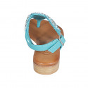 Sandalia de dedo para mujer en piel turquesa con perlas tacon 2 - Tallas disponibles:  32, 33