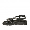 Sandalo da donna in pelle nera con strass zeppa 3 - Misure disponibili: 43