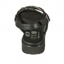 Sandalo da donna in pelle nera con strass zeppa 3 - Misure disponibili: 43