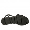 Sandalo da donna in pelle nera con strass zeppa 3 - Misure disponibili: 43