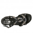 Sandalo da donna in pelle nera con strass zeppa 3 - Misure disponibili: 43