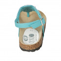 Woman's thong sandal in turquoise leather with beads wedge heel 2 - Available sizes:  42