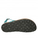 Sandale entredoigt pour femmes en cuir turquoise avec perles talon compensé 2 - Pointures disponibles:  42