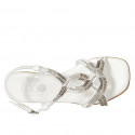 Woman's sandal in white leather with rhinestones and heel 2 - Available sizes:  32, 33
