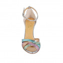 Woman's open shoe with strap in multicolored printed leather with heel 8 - Available sizes:  31, 32, 42, 43, 45, 46