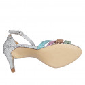 Woman's open shoe with strap in multicolored printed leather with heel 8 - Available sizes:  31, 32, 42, 45