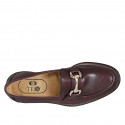 Woman's loafer in maroon leather with accessory heel 3 - Available sizes:  44, 45