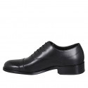 Elégant chaussure richelieu pour hommes en cuir noir avec lacets et bout droit - Pointures disponibles:  36, 37, 38, 46, 47, 48, 49, 50