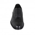 Elegant men's Oxford shoe in black leather with laces and captoe - Available sizes:  36, 37, 38, 46, 47, 48, 49, 50