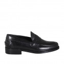 Man's elegant loafer in black leather - Available sizes:  36, 37, 38, 46, 47, 50