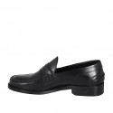 Man's elegant loafer in black leather - Available sizes:  36, 37, 38, 46, 47, 50