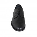 Men's laced derby shoe in black leather with captoe - Available sizes:  36, 37, 38, 46, 47, 48, 49, 50