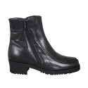Woman's boot with zippers and fur lining in black leather heel 4 - Available sizes:  42