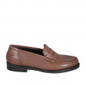Woman's mocassin in light brown leather heel 2 - Available sizes:  32, 42, 43