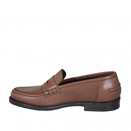 Woman's mocassin in light brown leather heel 2 - Available sizes:  32 2