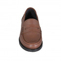 Woman's mocassin in light brown leather heel 2 - Available sizes:  32, 33, 42, 43, 44