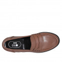 Woman's mocassin in light brown leather heel 2 - Available sizes:  32, 42, 43