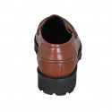 Mocasino para mujer en piel cognac tacon 3 - Tallas disponibles:  32, 43, 44