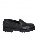 Woman's mocassin in black leather heel 3 - Available sizes:  33