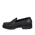 Woman's mocassin in black leather heel 3 - Available sizes:  33