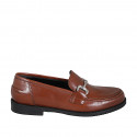 Woman's loafer in cognac brown leather with accessory heel 2 - Available sizes:  42, 43, 45