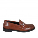 Woman's loafer in tan brown leather with accessory heel 2 - Available sizes:  42, 43, 45