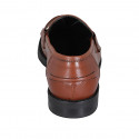 Woman's loafer in cognac brown leather with accessory heel 2 - Available sizes:  42, 43, 45