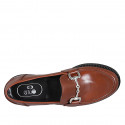 Woman's loafer in cognac brown leather with accessory heel 2 - Available sizes:  42, 43, 45