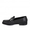 Woman's loafer with accessory in black leather heel 2 - Available sizes:  32