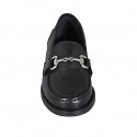 Mocassin avec accessoire pour femmes en cuir noir talon 2 - Pointures disponibles:  32