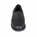 Woman's classic mocassin in black leather heel 2 - Available sizes:  32