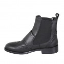 Woman's ankle boot with elastic bands, double monk strap and wingtip in black leather heel 3 - Available sizes:  33, 45