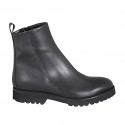 Bottines pour femmes avec fermeture éclair en cuir lisse noir avec talon 3 - Pointures disponibles:  33, 44