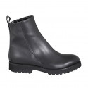 Woman's ankle boot with zipper in black smooth leather heel 3 - Available sizes:  33, 43, 44, 45, 46, 47