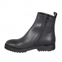 Bottines pour femmes avec fermeture éclair en cuir lisse noir avec talon 3 - Pointures disponibles:  33, 44