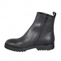 Woman's ankle boot with zipper in black smooth leather heel 3 - Available sizes:  33, 43, 44, 45, 46, 47