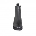 Bottines pour femmes avec fermeture éclair en cuir lisse noir avec talon 3 - Pointures disponibles:  33, 44