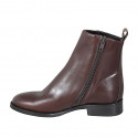 Woman's ankle boot in dark brown smooth leather with zipper heel 3 - Available sizes:  43, 45
