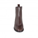 Woman's ankle boot in dark brown smooth leather with zipper heel 3 - Available sizes:  43, 45