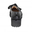 Chaussure derby pour femmes à lacets en cuir verni noir talon 5 - Pointures disponibles:  43, 45