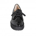 Woman's laced derby shoe in black patent leather heel 5 - Available sizes:  45