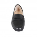 Woman's elegant mocassin in black leather heel 3 - Available sizes:  45