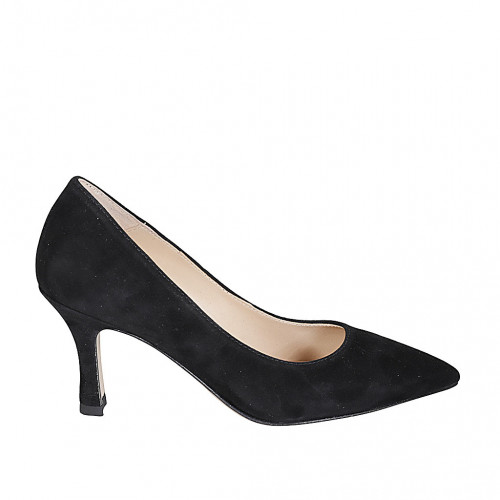 Escarpin à bout pointu pour femmes en daim noir talon 7 - Pointures disponibles:  32, 43, 45