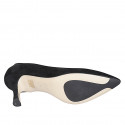 Zapato de salón puntiagudo para mujer en gamuza negra tacon 7 - Tallas disponibles:  32, 43, 45