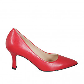 Zapato de salon puntiagudo para mujer en piel roja tacon 7 - Tallas disponibles:  34
